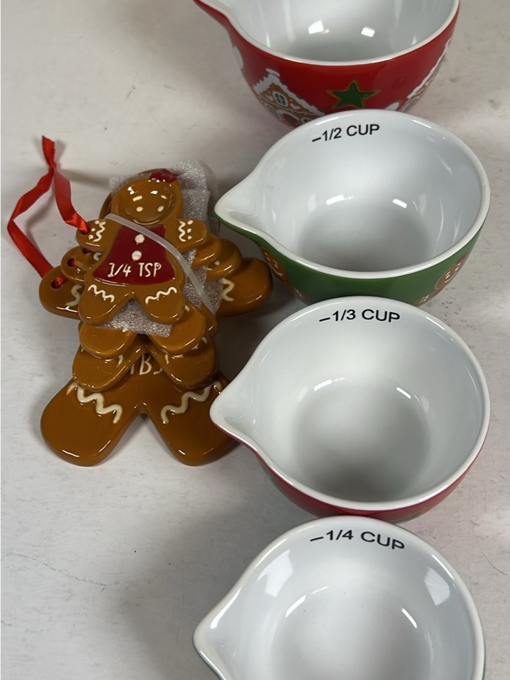 Holiday Time Red & Green Gingerbread Stackable Measuring Cups Set - Picture 12 of 14
